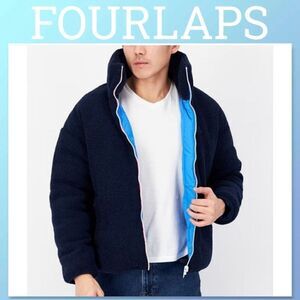 NWT Fourlaps Polar Quilted Sherpa Jacket NAVY/CORNFLOWER